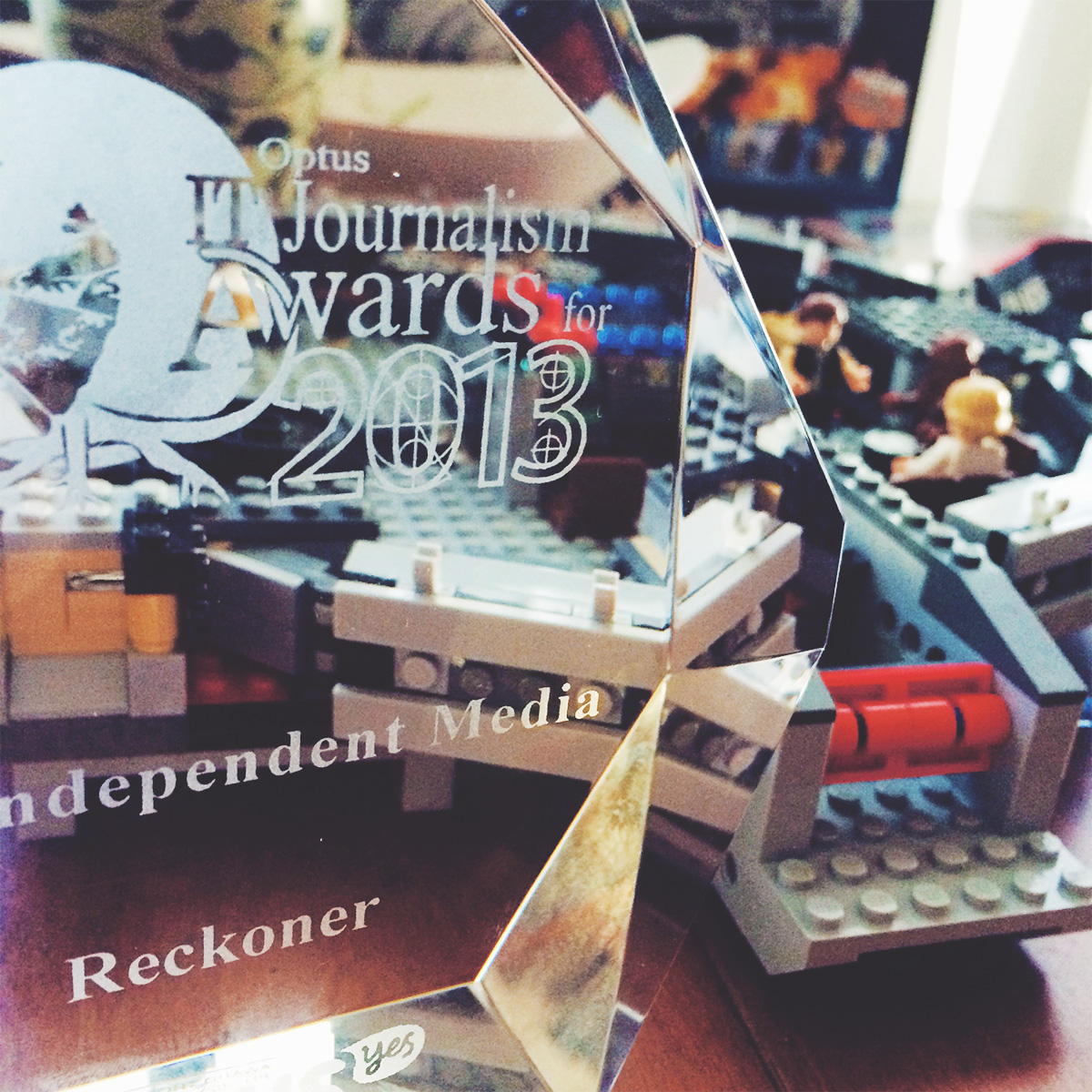 Trophy from the IT Journalism Awards 2013